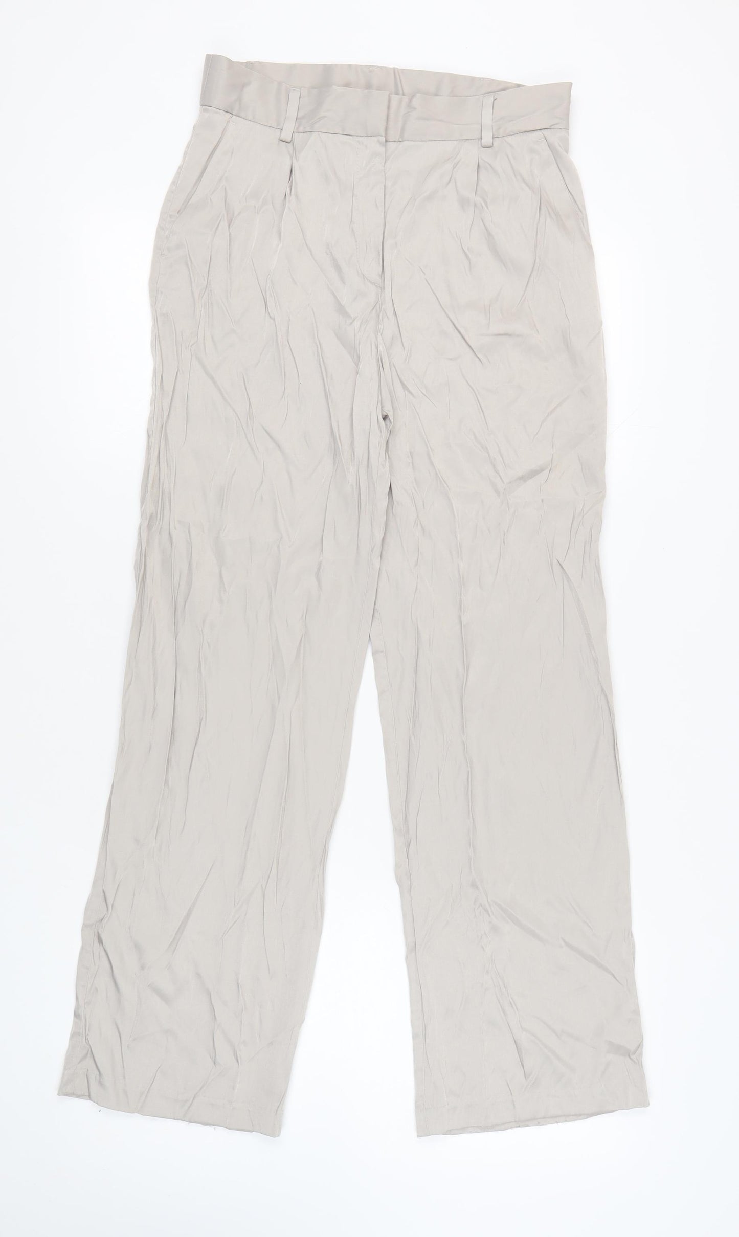 H&M Women's Beige Straight Trousers Size 12