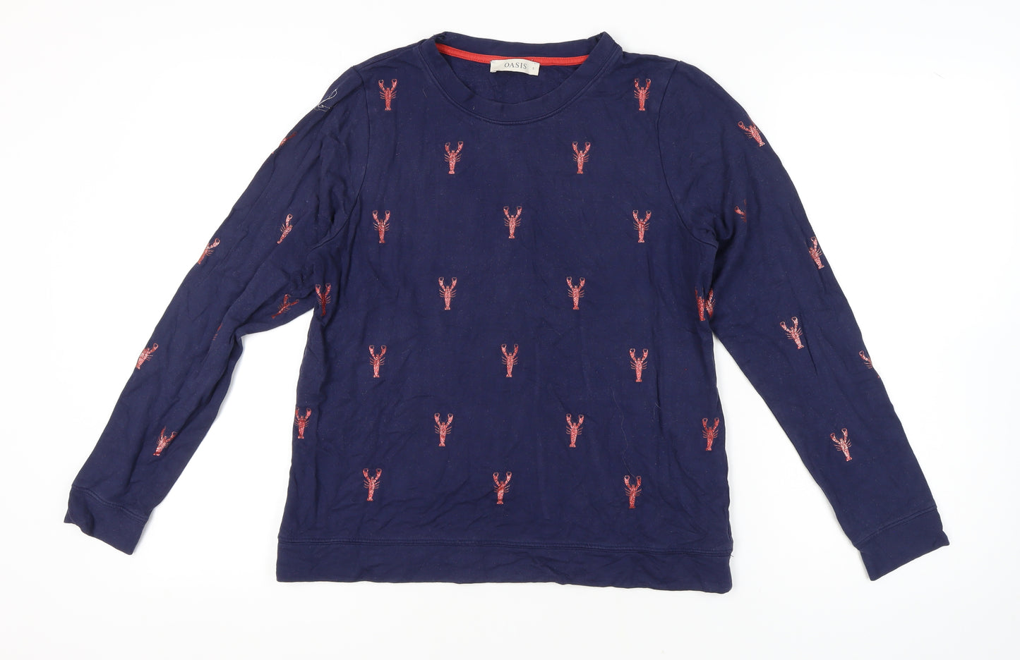 Oasis Women's Blue Animal Print Crew Neck Top - S