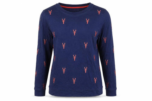 Front view of Oasis Women's Blue Animal Print Crew Neck Top - S