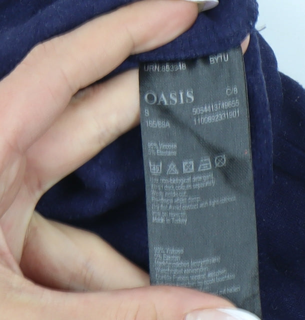 Oasis Women's Blue Animal Print Crew Neck Top - S