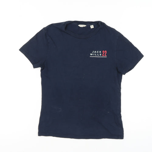 Jack Wills Women's Blue Cotton T-Shirt Size 10 Casual