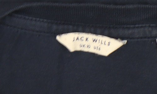 Jack Wills Women's Blue Cotton T-Shirt Size 10 Casual