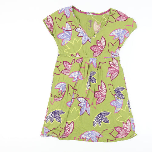 White Stuff Women's Green Floral Tunic V-Neck Size 6