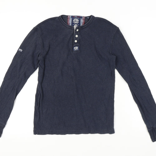 Superdry Men's Blue Long Sleeve Henley T-Shirt