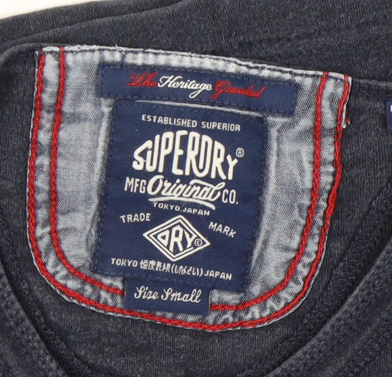 Superdry Men's Blue Long Sleeve Henley T-Shirt