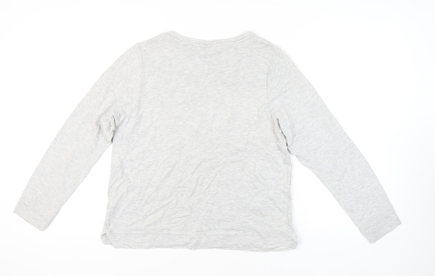 Oasis Women's Grey Pyjama Top, M, Long Sleeve, Flamingo Bells