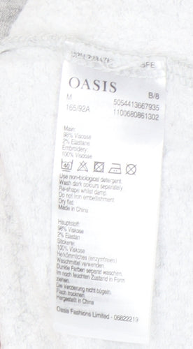 Oasis Women's Grey Pyjama Top, M, Long Sleeve, Flamingo Bells