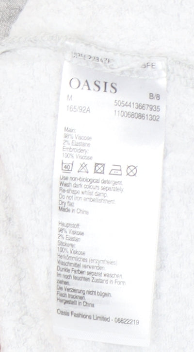 Oasis Women's Grey Pyjama Top, M, Long Sleeve, Flamingo Bells