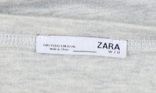 Zara Women's Grey Pullover Sweatshirt UK Size 8, Fur Trim