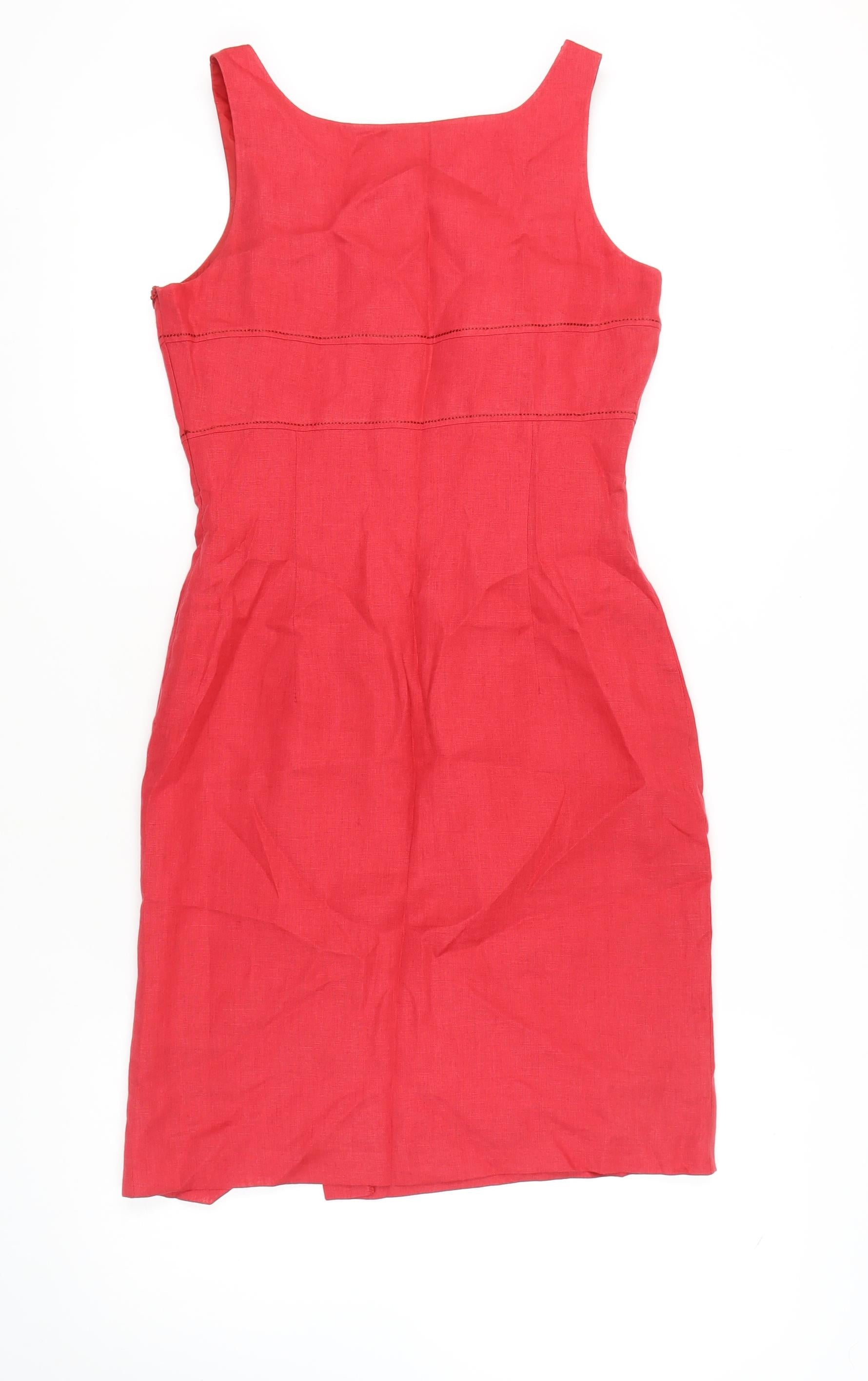 steilmann linen dress Steilmann Women's Red Linen Sheath Dress UK 10 – Preworn