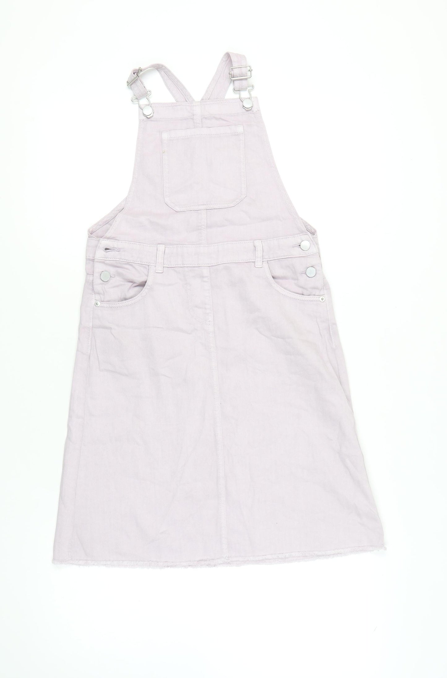 Next Girls Pink Pinafore Dress 12 Years - Cotton, Sleeveless, Button