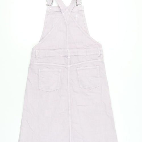 Next Girls Pink Pinafore Dress 12 Years - Cotton, Sleeveless, Button