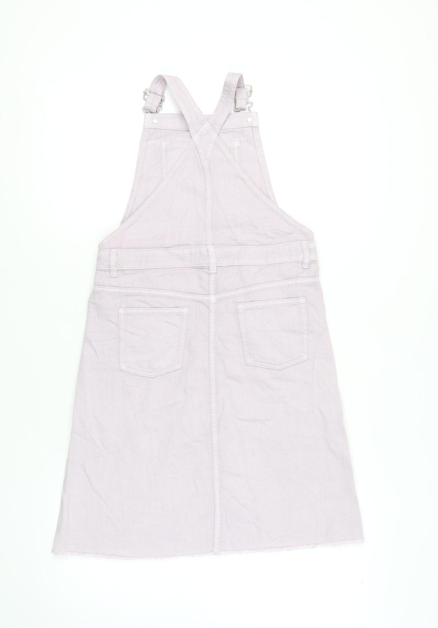 Next Girls Pink Pinafore Dress 12 Years - Cotton, Sleeveless, Button