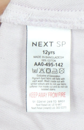 Next Girls Pink Pinafore Dress 12 Years - Cotton, Sleeveless, Button