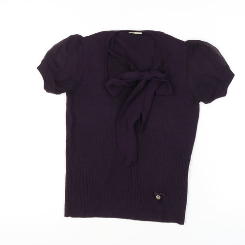 Karen Millen Women's Purple Knit Jumper - M, V-Neck