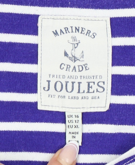 Joules Women's Blue Striped Top UK 16