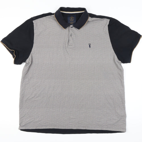 Next Men's Black Geometric Collared Polo Shirt XL
