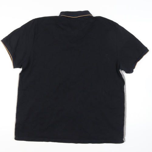 Next Men's Black Geometric Collared Polo Shirt XL