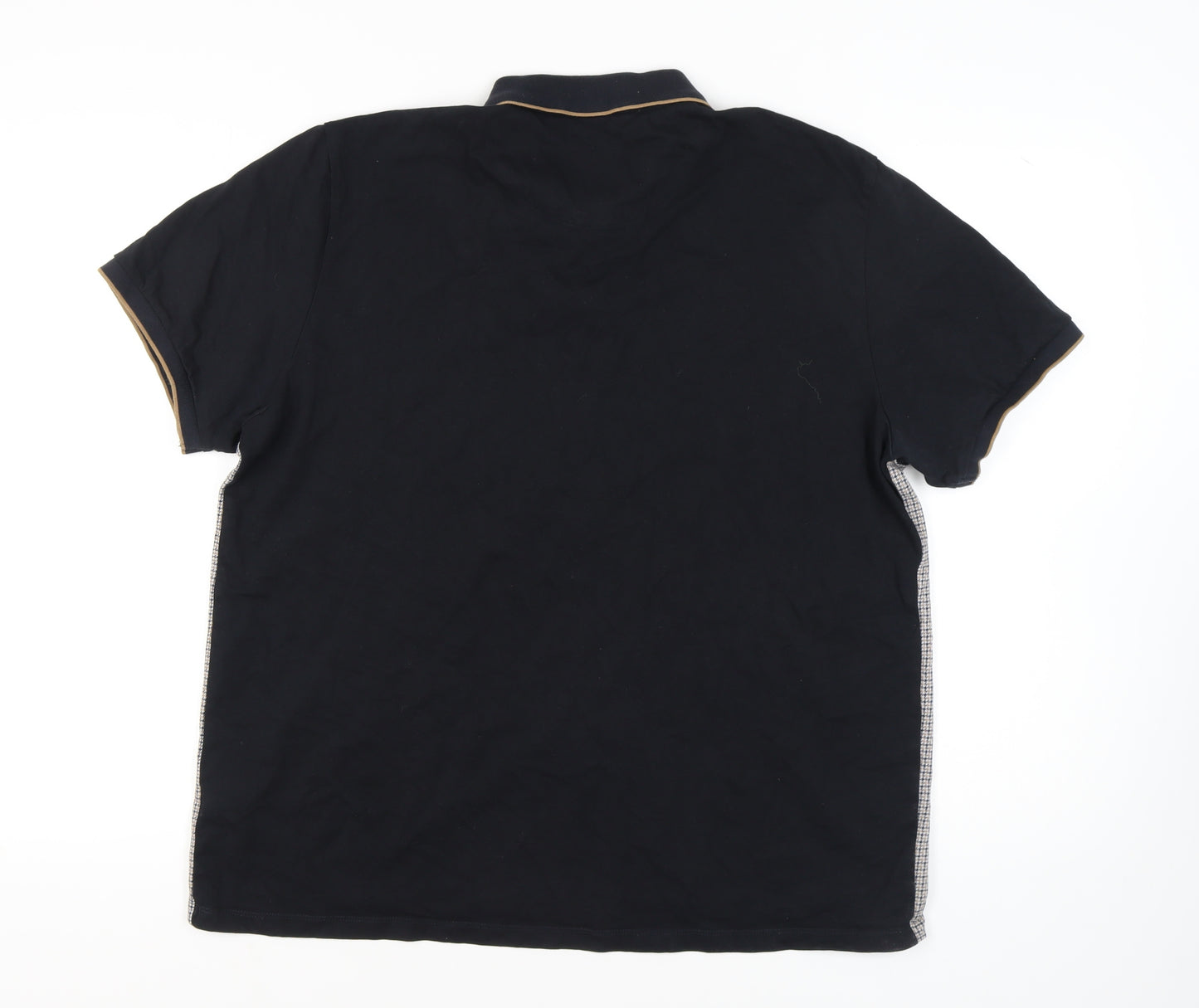 Next Men's Black Geometric Collared Polo Shirt XL