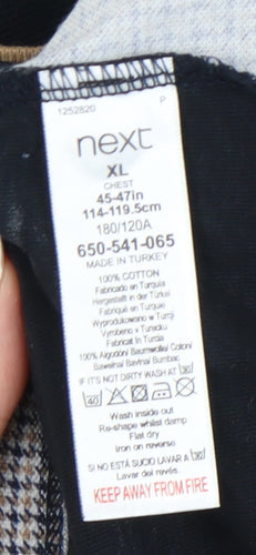 Next Men's Black Geometric Collared Polo Shirt XL