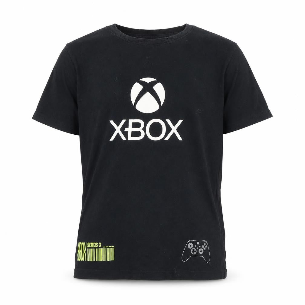 Front view of Next boys’ black xbox t-shirt 10 years graphic print