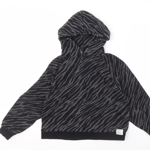 Zara Girl's Black Animal Print Hoodie 11-12 Years
