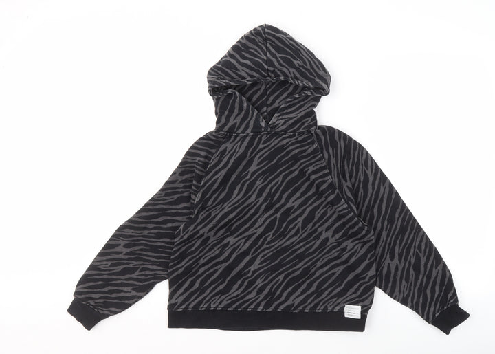 Zara Girl's Black Animal Print Hoodie 11-12 Years