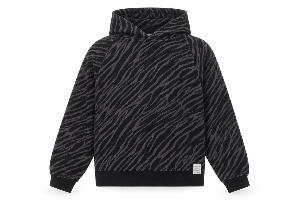 Zara Girl's Black Animal Print Hoodie 11-12 Years
