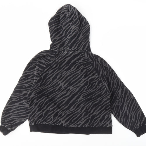 Zara Girl's Black Animal Print Hoodie 11-12 Years