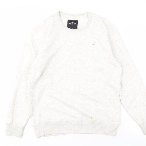 Hollister Men's White Crew Neck Pullover Sweatshirt M