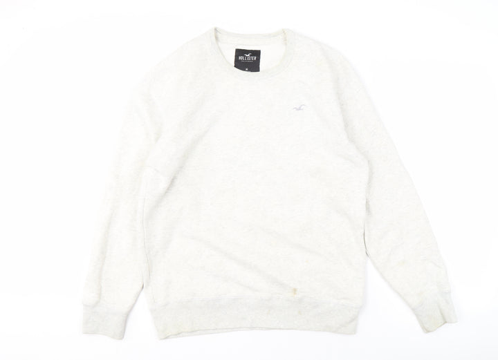 Hollister Men's White Crew Neck Pullover Sweatshirt M