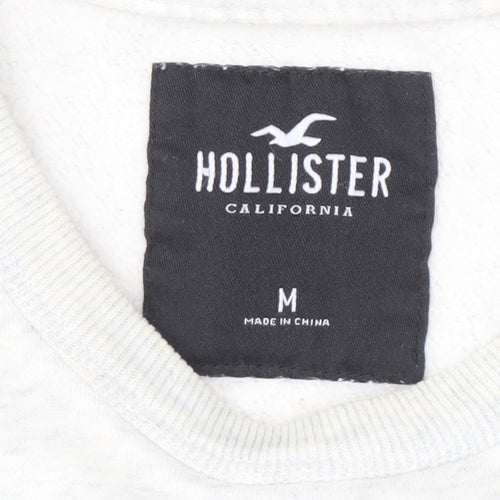 Hollister Men's White Crew Neck Pullover Sweatshirt M