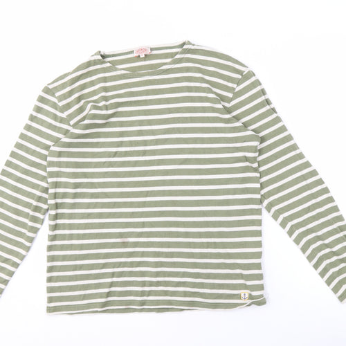 Armor Lux Men's Green Striped Long Sleeve Shirt M