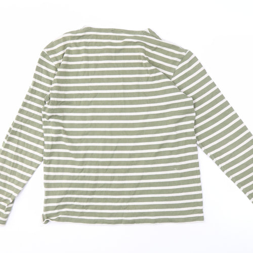 Armor Lux Men's Green Striped Long Sleeve Shirt M