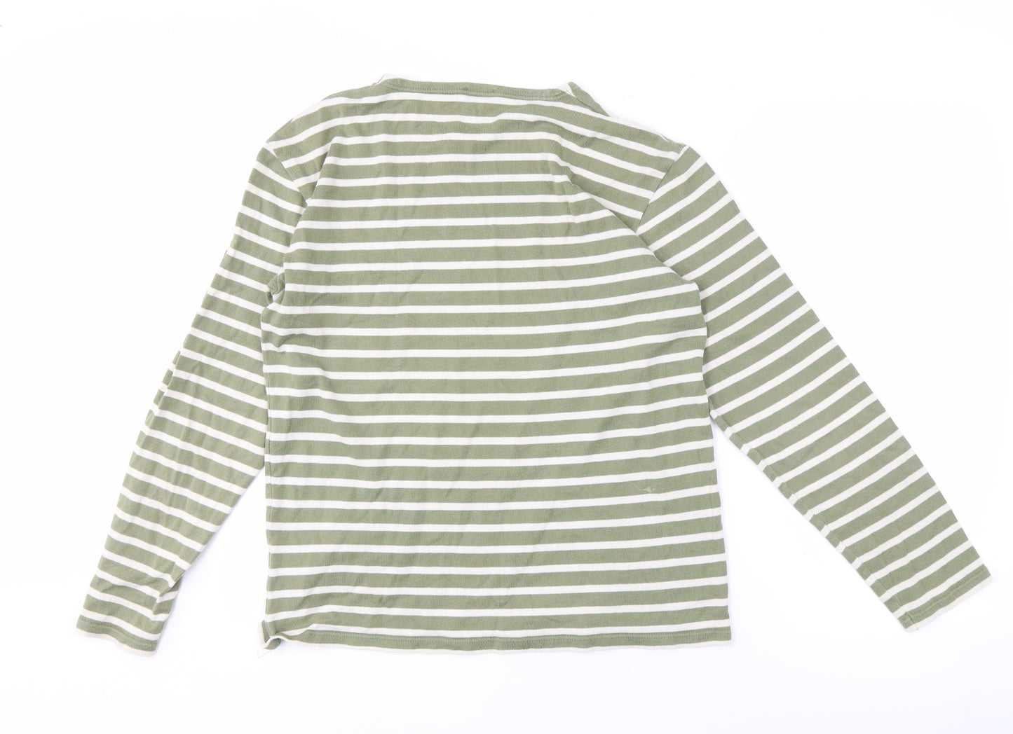 Armor Lux Men's Green Striped Long Sleeve Shirt M
