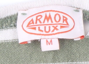 Armor Lux Men's Green Striped Long Sleeve Shirt M