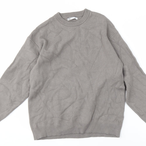Zara Men’s Grey Pullover Jumper, Size M, Crew Neck