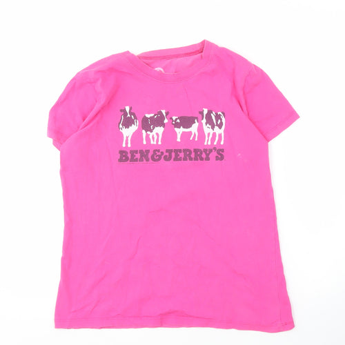Ben & Jerry's Women's Pink Cotton T-Shirt, Size L