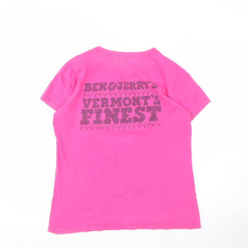 Ben & Jerry's Women's Pink Cotton T-Shirt, Size L