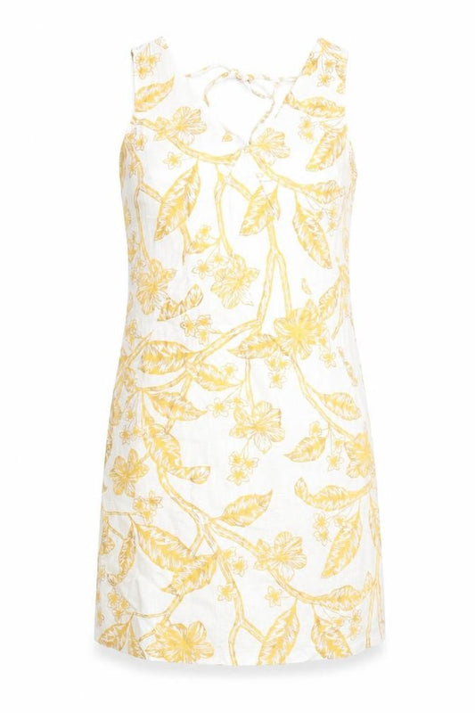 Front view of Next Women's Yellow Floral Dress, size 10