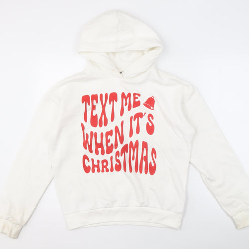 Destination Girls White Pullover Hoodie, Christmas Graphic, Size 12