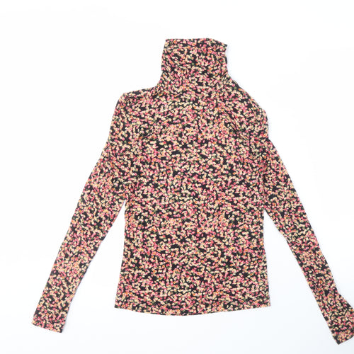 H&M Women's Multicoloured XS Floral Mock Neck Top