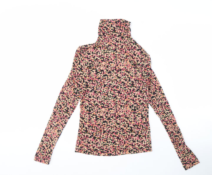 H&M Women's Multicoloured XS Floral Mock Neck Top