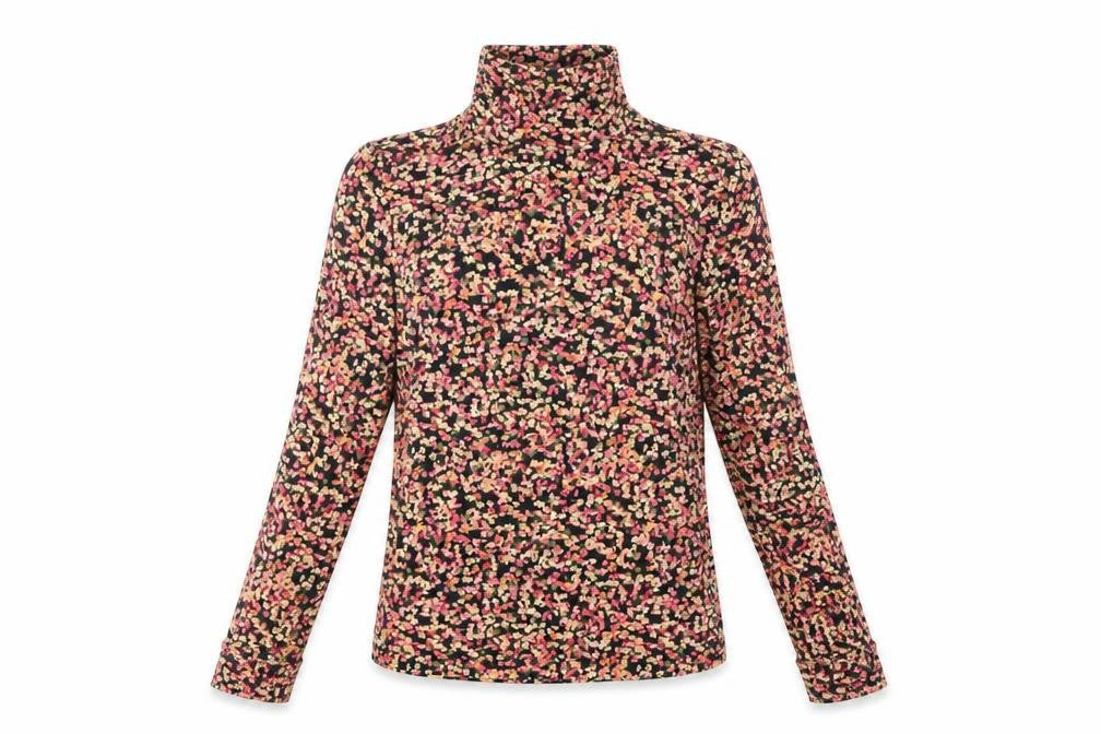 Front view of H&M Women's Multicoloured XS Floral Mock Neck Top