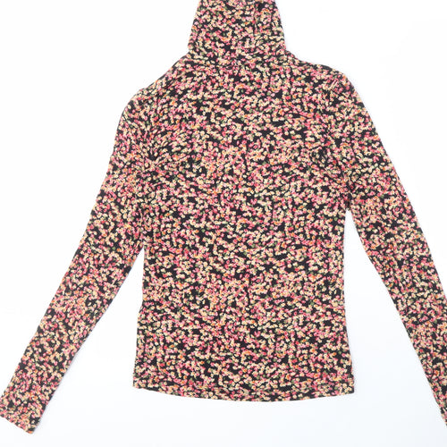 H&M Women's Multicoloured XS Floral Mock Neck Top