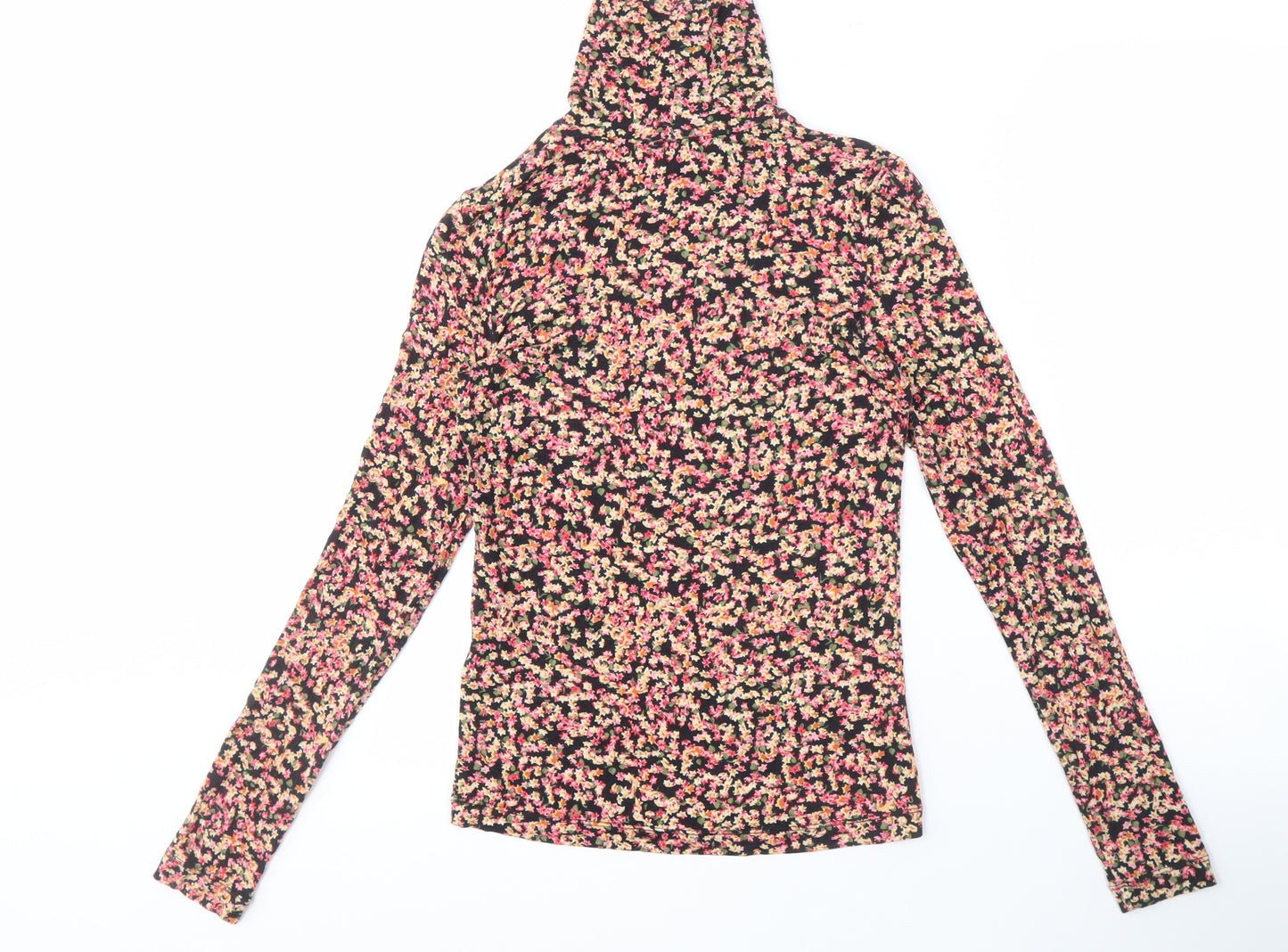 H&M Women's Multicoloured XS Floral Mock Neck Top