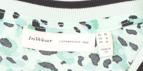 InWear Women's Green Animal Print Top, Size 10