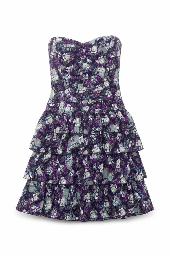Front view of Oasis Women’s Floral Strapless Dress -, size UK 8