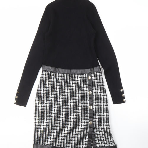 Lipsy Women's Black Check Sheath Dress Size 10
