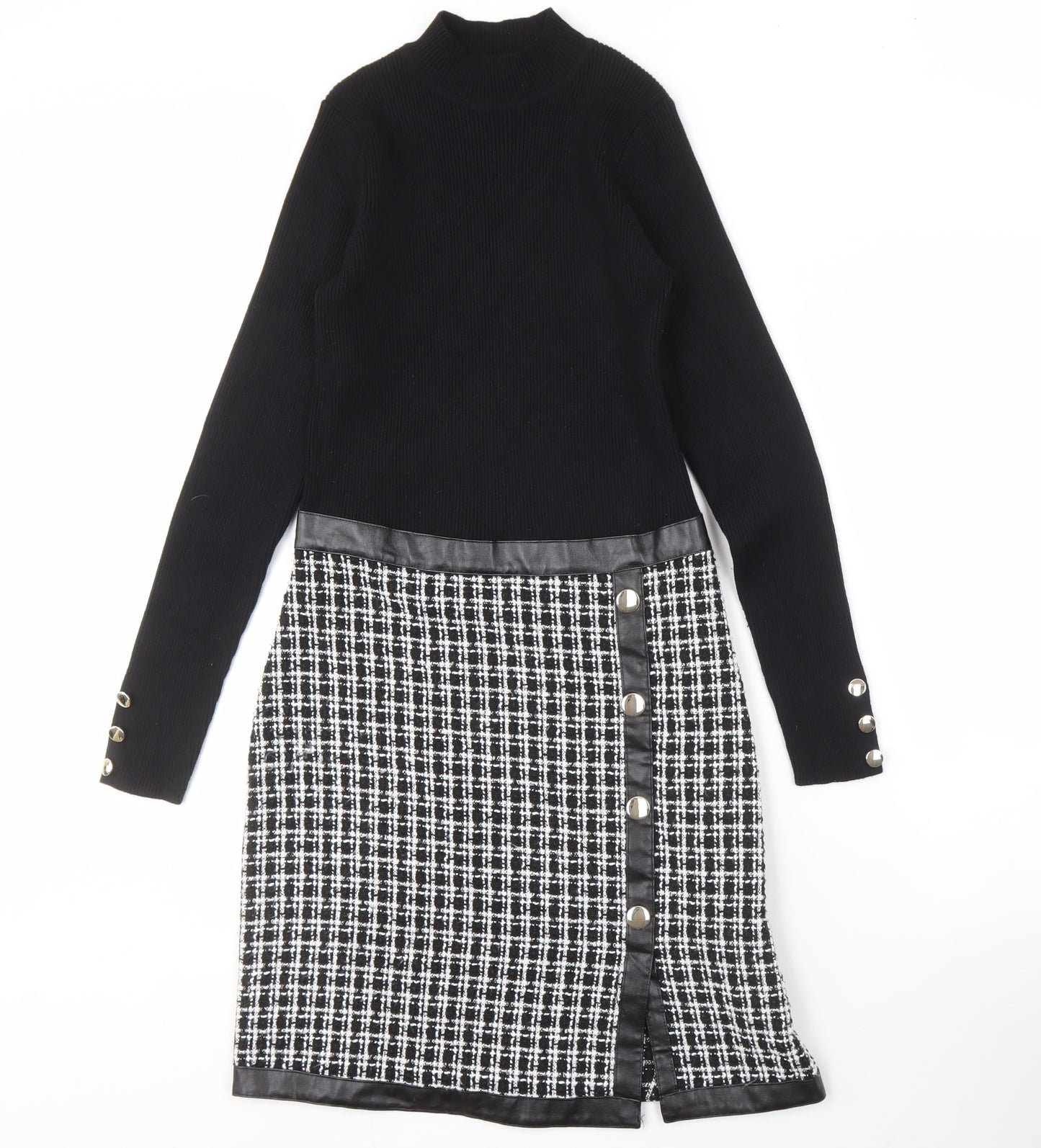 Lipsy Women's Black Check Sheath Dress Size 10
